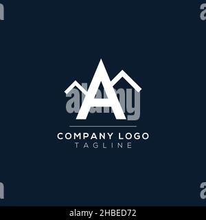 Buchstabe Ein Monogramm-Alphabet mit dem Berggipfel. Berg Logo Zeichen Symbol. Modernes Vektor-Logo-Design für das Unternehmen und die Unternehmensidentität. Stock Vektor