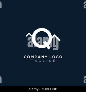 Buchstabe Q Monogramm Alphabet mit dem Berggipfel. Berg Logo Zeichen Symbol. Modernes Vektor-Logo-Design für das Unternehmen und die Unternehmensidentität. Stock Vektor