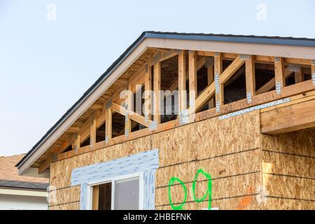 Gerahmtes Dach auf Stock Bau Haus in Arbeit Stockfoto