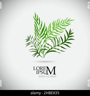 Logo grün Handfläche Zweig. Vektorgrafik Stock Vektor