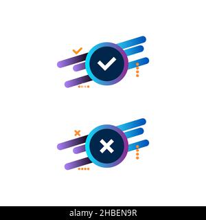 Checkbox-Listensymbole auf weißem Hintergrund isoliert, Vektorgrafik gesetzt. Stock Vektor
