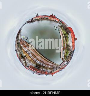 Luftaufnahme von Wroclaw Stadtbild Panorama in Polen. Kathedrale von St. John auf der Insel Tumski, Blick aus der Vogelperspektive Stockfoto