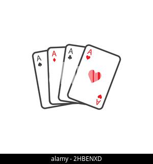 Satz von vier Spielkarten Asse Vektor. Gewinnende Pokerhand. Stock Vektor