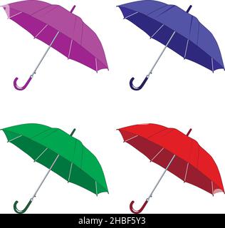 Farbige Schirme isoliert auf weißem Hintergrund Stock Vektor
