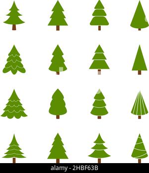 Set von Weihnachtsbäumen, Vektor-Illustration Stock Vektor
