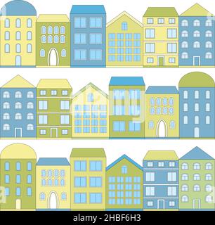 Farbe Cartoon Häuser, Vektor-Illustration Stock Vektor