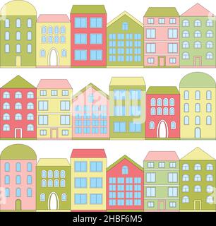 Farbe Cartoon Häuser, Vektor-Illustration Stock Vektor