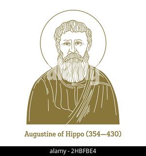 Augustinus von Hippo (354-430) war Theologe und Philosoph. Seine Schriften beeinflussten die Entwicklung der westlichen Philosophie und des westlichen Christentums. Stock Vektor