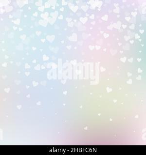 Weißes Herz liebt Konfettis. Valentinstag Gradient amüsanten Hintergrund. Fallende transparente Herzen Konfetti auf zarten Hintergrund. Exquisiter Vektor Stock Vektor