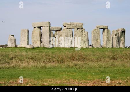 Stonehenge, ein prähistorisches Denkmal auf der Salisbury Plain in Wiltshire, England Stockfoto