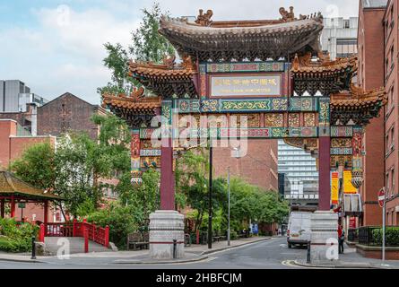 The Archway in Manchester Chinatown, England, Vereinigtes Königreich Stockfoto