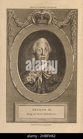 Stich von König George III von England von Robert Pollard ca. 1782 Stockfoto