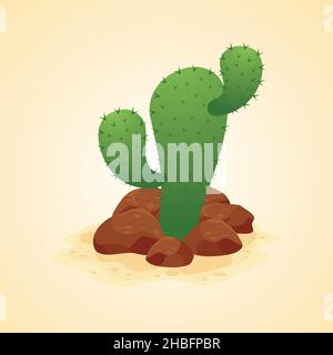 Kaktus Vektor-Illustration mit flachen Cartoon-Stil Stock Vektor