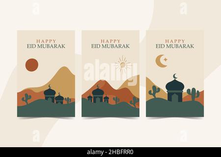 Islamische Wandkunst, handgezeichnetes islamisches Linienikon mit abstrakter Form Erdfarbe Stock Vektor