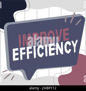 Handschriftliche Texte verbessern die Effizienz. Wort für Leistungskompetenz mit geringstem Aufwand Illustration einer leeren großen Chat-Box zum Warten Stockfoto