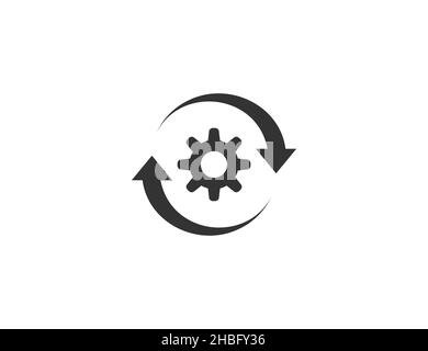 Workflow, Symbol für die automatisierte Verarbeitung. Vektorgrafik. Flaches Design. Stock Vektor
