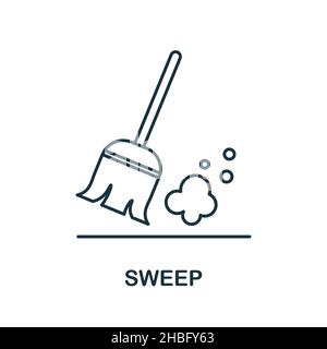 Sweep-Symbol. Linienelement aus der Reinigungssammlung. Lineares Sweep-Symbol für Webdesign, Infografiken und mehr. Stock Vektor