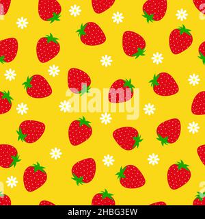 Nahtloses Muster mit Erdbeeren. Vektorgrafik. Stock Vektor