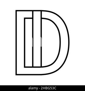 Logo Zeichen di id Symbol Zeichen Zeilensprungbuchstaben d i Stock Vektor