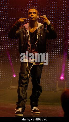 Aston Merrygold von JLS tritt beim Sunshine Concert im Troxy, London, auf Stockfoto