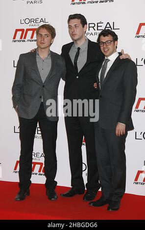 Joe Thomas, Blake Harrison und Simon Bird bei den National Movie Awards 2011 in der Wembley Arena, London Stockfoto