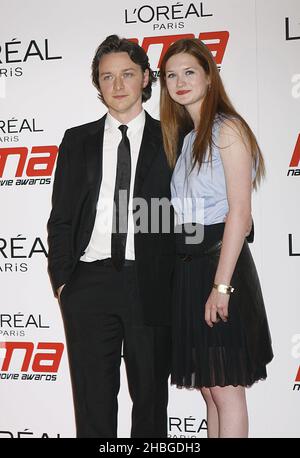 James McAvoy und Bonnie Wright bei den National Movie Awards 2011 in der Wembley Arena, London Stockfoto