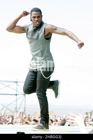 Jason Derulo tritt am 10,2011. Juli bei T4 on the Beach in Weston Supermare auf. Stockfoto