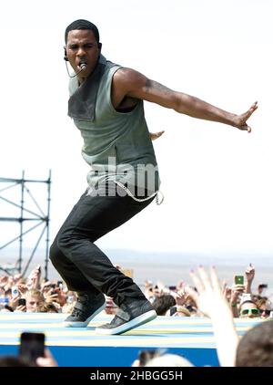 Jason Derulo tritt bei T4 on the Beach in Weston-super-Mare, Somerset, auf. Stockfoto