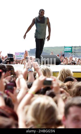 Jason Derulo tritt bei T4 on the Beach in Weston-super-Mare, Somerset, auf. Stockfoto