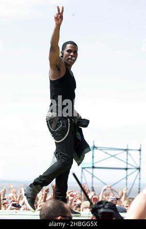 Jason Derulo tritt bei T4 on the Beach in Weston-super-Mare, Somerset, auf. Stockfoto