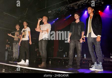 The Wanted treten auf der Bühne des G-A-Y Heaven in London auf. Stockfoto