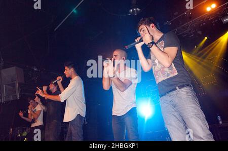 The Wanted treten auf der Bühne des G-A-Y Heaven in London auf. Stockfoto