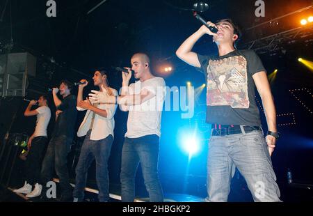 The Wanted treten auf der Bühne des G-A-Y Heaven in London auf. Stockfoto