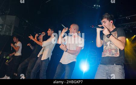 The Wanted treten auf der Bühne des G-A-Y Heaven in London auf. Stockfoto