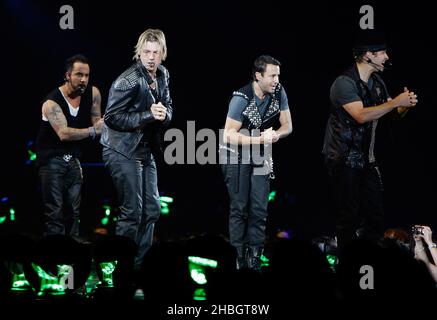 Backstreet Boys treten live auf der Bühne der 02 Arena in London auf. Stockfoto