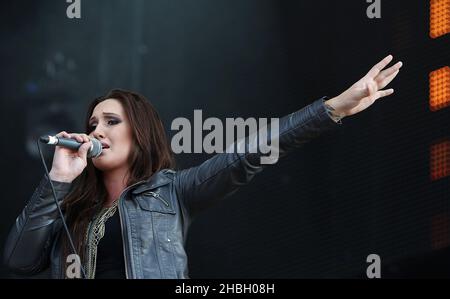 Alyssa Reid tritt auf der Bühne der BT London Live Concerts im Hyde Park in London auf. Stockfoto