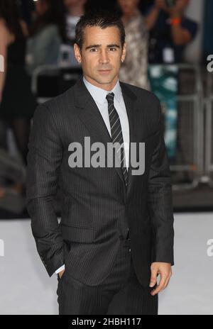 Colin Farrell kommt zur britischen Premiere von Total Recall im Vue West End in London. Stockfoto