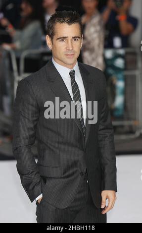 Colin Farrell kommt zur britischen Premiere von Total Recall im Vue West End in London. Stockfoto