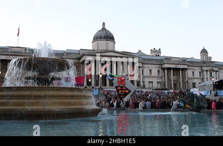 BT London Live Paralympics Eröffnungszeremonie Allgemeine Ansichten auf dem Trafalgar Square in London. Stockfoto