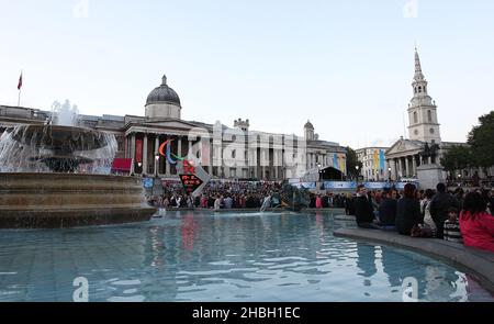 BT London Live Paralympics Eröffnungszeremonie Allgemeine Ansichten auf dem Trafalgar Square in London. Stockfoto