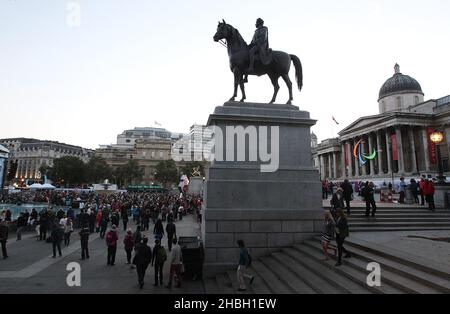 BT London Live Paralympics Eröffnungszeremonie Allgemeine Ansichten auf dem Trafalgar Square in London. Stockfoto