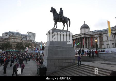 BT London Live Paralympics Eröffnungszeremonie Allgemeine Ansichten auf dem Trafalgar Square in London. Stockfoto