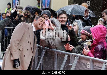 David Walliams kommt bei den britischen Got Talent Auditions im Palladium in Zentral-London an. Stockfoto