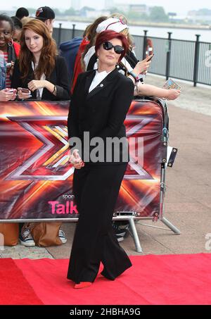 Sharon Osbourne bei der X Factor Judges Photocall in Excel, London Stockfoto