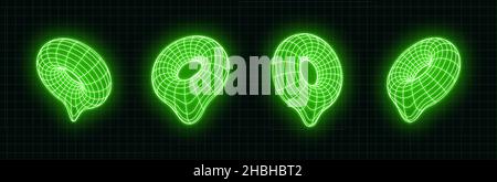 vector Retro Neon futuristische Design-Elemente 3D Torus. Retro-Grafik-Set, 80s Design-Trends und Vintage geometrische Element Illustration. Stock Vektor