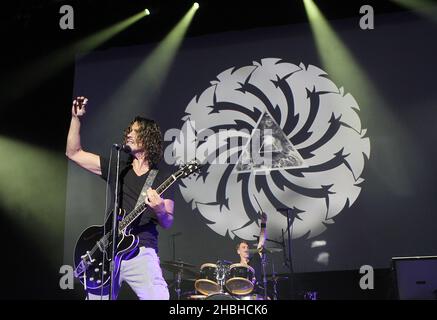 Chris Cornell tritt mit Soundgarden an der Brixton Academy in London auf. Stockfoto