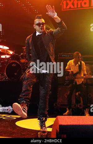 Sean Paul ist Schlagzeilen und spielt live auf der Bühne des BBC Radio 1Xtra im Hammersmith Apollo in London. Stockfoto