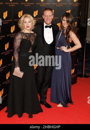 Katy Cavanagh, Antony Cotton und Brooke Vincent nehmen an den Royal Television Society Awards im Grosvenor House Hotel in London Teil. Stockfoto