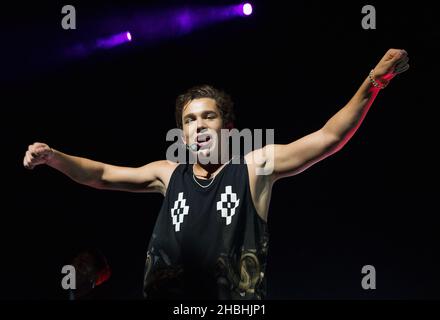 Austin Mahone im Konzert auf der indigO2 in London. Stockfoto