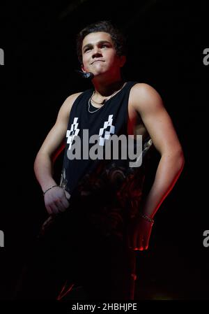 Austin Mahone tritt auf der indigO2 in London auf. Stockfoto